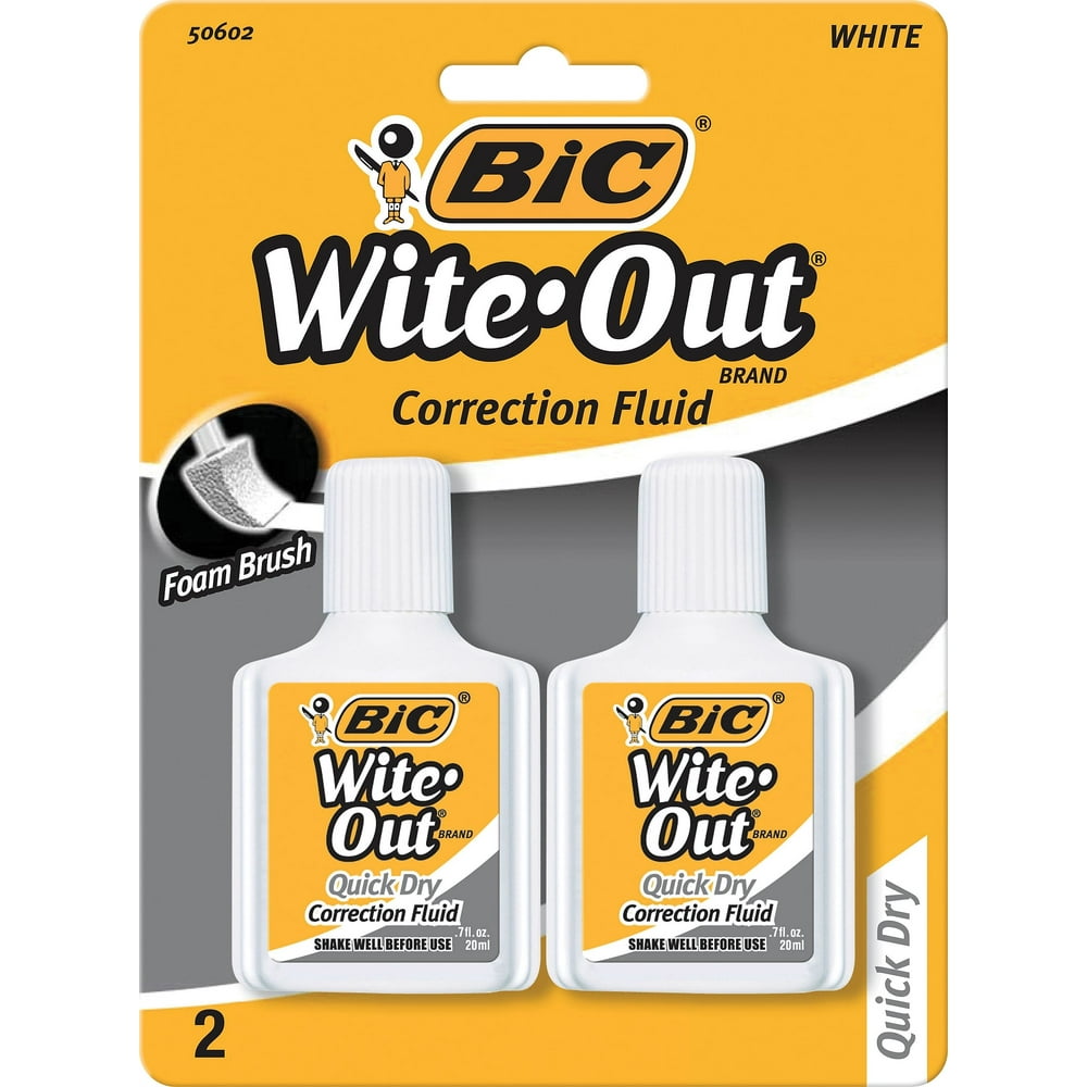 BIC WiteOut Quick Dry Correction Fluid 2/Pack (WOFQDP24AWHI