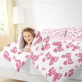 thumbnail image 4 of jejeloiu Lovely Bow Knot Queen Comforter Set,Pink Cartoon Loves Bedding Comforter Set For Girls Reversible 3-Piece, 4 of 8