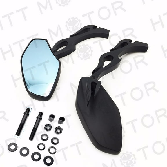 HTT- Black Motorcycle Rearview Side Mirrors For Harley Davidson Street Bike Chopper