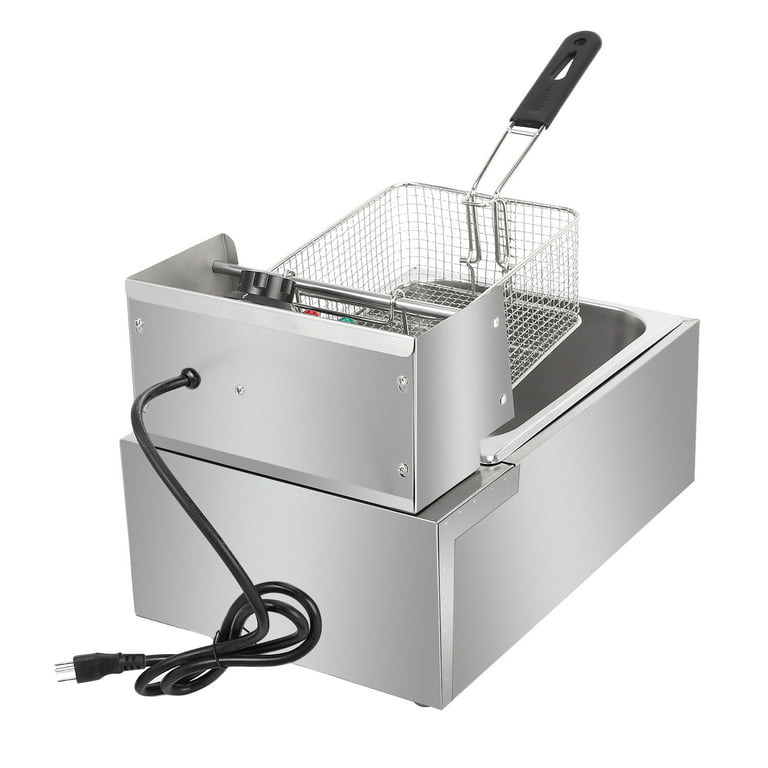 6.3QT Deep Fryers, Commercial Deep Fryer with Basket, Adjustable  Temperature Electric Fryer with Light Indicator, 2500W, Easy to Clean,  Stainless