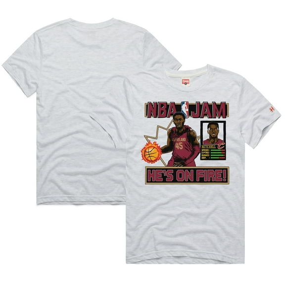 Unisex Homage Donovan Mitchell Ash Cleveland Cavaliers NBA Jam Tri-Blend T-Shirt
