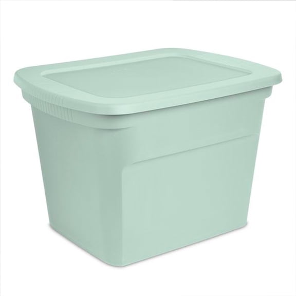 Sterilite 24 Pack 18 Gal Tote, Stackable Storage Bin w/ Lid, Mindful Mint