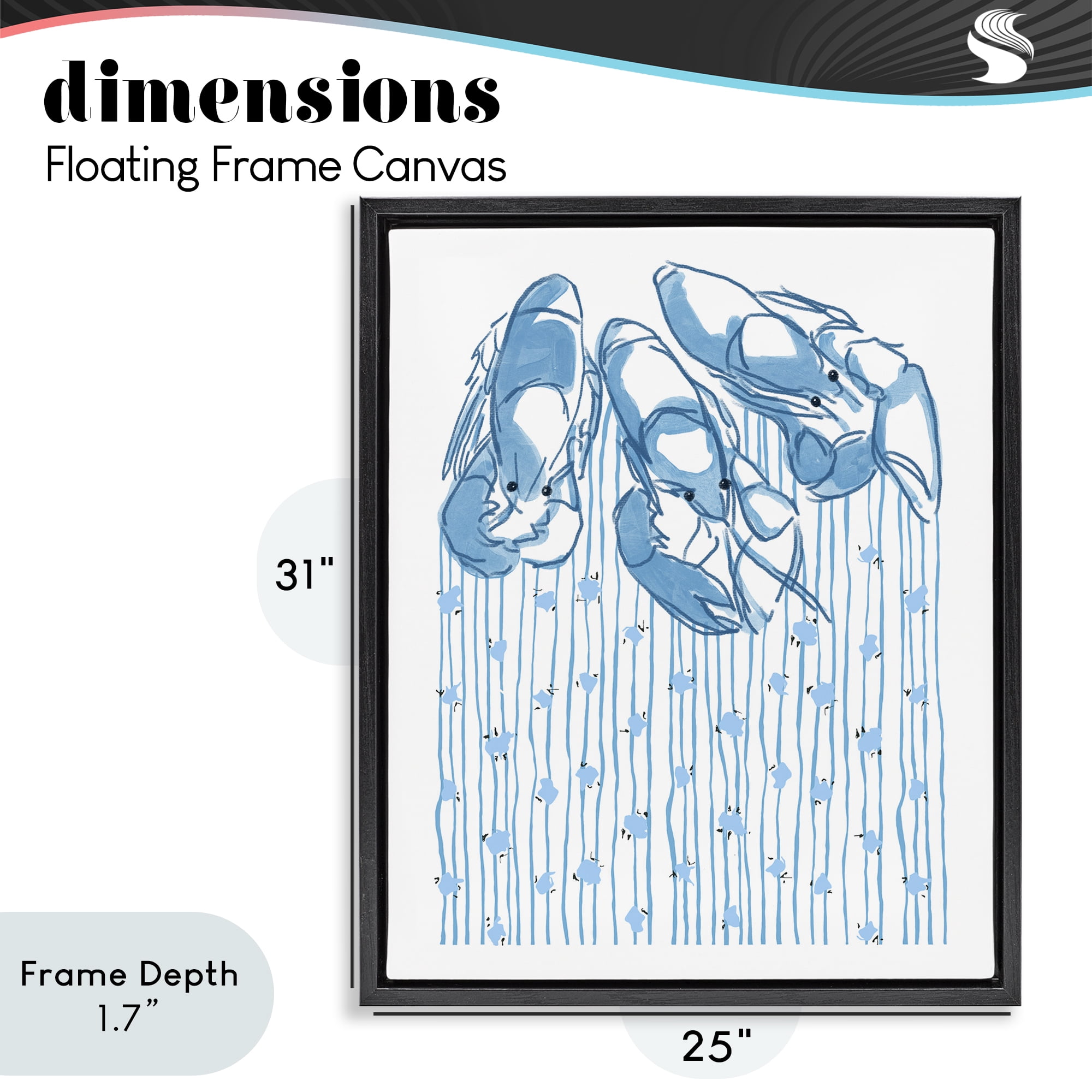 Stupell Industries Lobster Trio with Strings Black Framed Floater Canvas Wall Art, design by Melissa Tilley