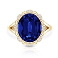 thumbnail image 4 of Rosec Jewels Vintage Inspired Lab Grown Blue Sapphire Ring with Diamond (10X12 mm), 10K Yellow Gold, US 9.50, 4 of 8