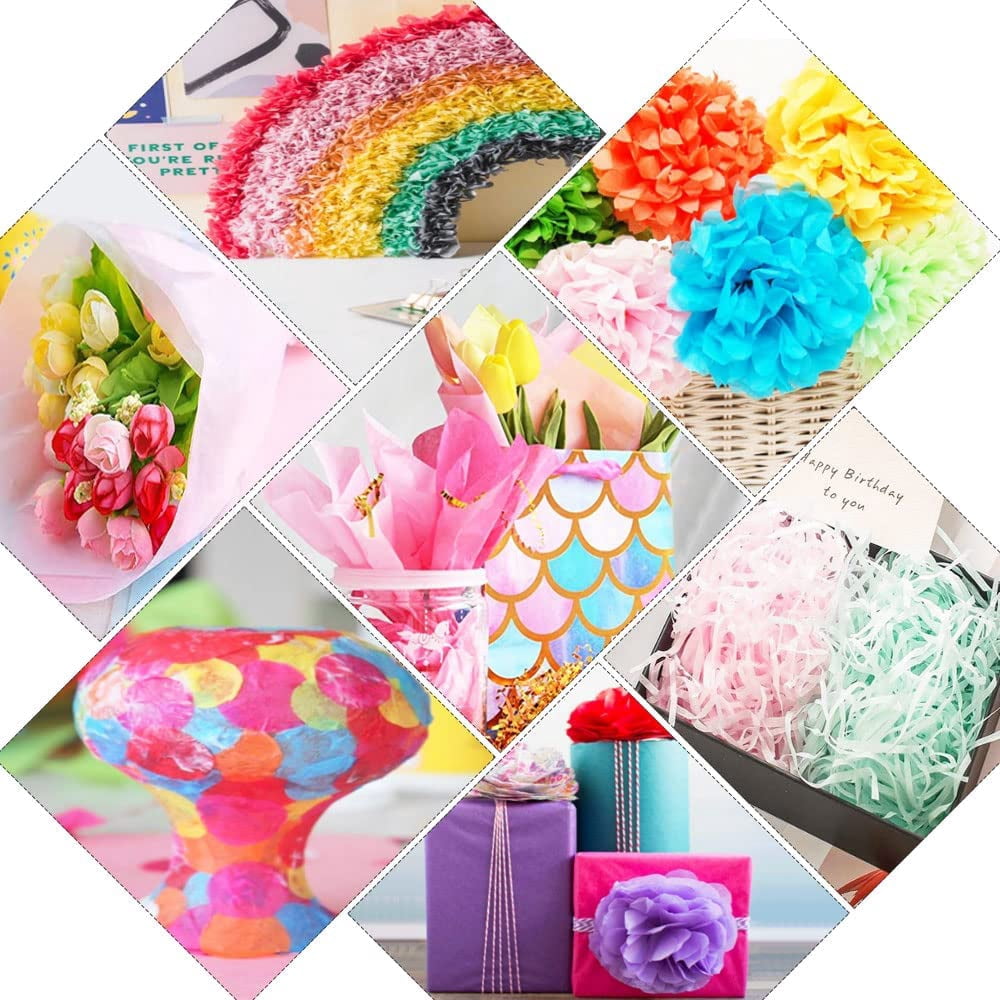 BUZIFU 72 Sheets Multi Coloured Tissue Paper, 50x70cm Tissue Paper Sheets Art Crafting Crepe Paper Large Tissue Paper for Gift Wrapping, Kids Art Crafting, Packaging, Party Decoration,18 Colors