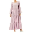thumbnail image 2 of Lovito Muslim Plain Lettuce Trim Ball Gown Dress, 2 of 5
