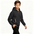 thumbnail image 3 of Boys Quarter Zip Hoodie Fleece Hooded Sweatshirt With Pockets Kids Soft Long Sleeve Pullover Fall Winter School Clothes Black Size 14-16years, 3 of 8