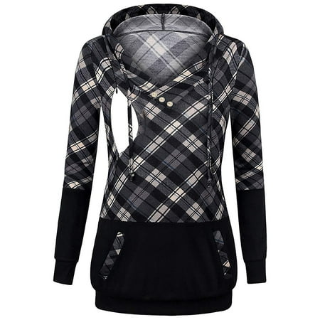 Sleeve Maternity Hoodie - ReliMart Women Long Sleeve V Neck Plaid Maternity Breastfeeding Nursing Hoodie