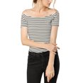 thumbnail image 6 of MODA NOVA Juniors Slim Fit Short Sleeves Off the Shoulder Summer Cropped Top, 6 of 6
