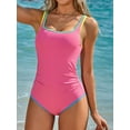 thumbnail image 6 of Asoul Ribbed One Piece Color Blocked Swimsuits for Womens Slimming Swimwears Tummy Control Swimming Suits Monokini Bathing Suits, 6 of 7