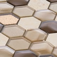 thumbnail image 4 of Sample - Modket Hexagon Crema Marfil Stone Metallic Beige 3D Insert Glass Mosaic Tile Backsplash, 4 of 6