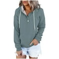 thumbnail image 2 of Fiaer Clearance,Button up Oversized Hoodies for Women,Ladies V Neck Casual Long Sleeve Sweatshirts,Loose Fit Drawstring Lightweight Women's Hooded Pullovers with Pocket Navy XXL, 2 of 6