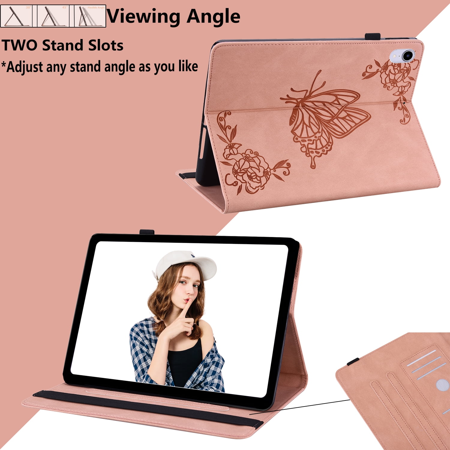 Allytech iPad Pro 11 Case (1st/2nd/2rd Gen), iPad Pro 11 2021 Case, Premium PU Leather Slim Multi Angle Stand Shockproof Pencil Holder Protection TPU Back Cover Case for Apple iPad Pro 11-inch,Pink
