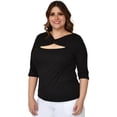 thumbnail image 2 of Blusa acanalada talla extra, modelo 0123 (Negro) negro 36 Roman Fashion Blusa extra 0123, 2 of 6