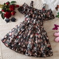 thumbnail image 1 of LOVZFMLL Fashion Girls' Summer Short Sleeve Ruffled Pockets Round-Neck Printed Dress, 1 of 9