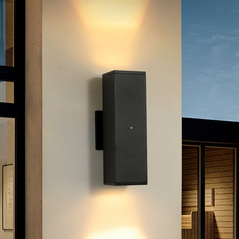 TICOZE Dusk to Dawn Modern Outdoor Wall Light Fixture, 2-Pack Black Square Exterior Lighting with Sensor, IP65 Waterproof Sconce Lights for Porch Patio Garage Front Door