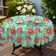 thumbnail image 4 of Pioneer Flower Floral Print Pattern Round Tablecloth 60 X 60 Inch, Wrinkle Resistant Wipeable Table Cloth for Kitchen Dining Picnic Patio Party, 4 of 6