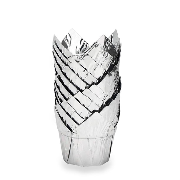 Pastel de taza de taza de taza de manufacturas resistentes al calor resistente al calor de la magdalena envoltadores DIY Making Maker Kitchen Wedding Silver 50 piezas Vogacara HA010342-02