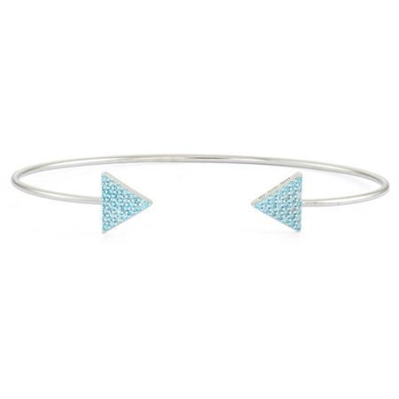 Simulated Blue Topaz Sterling Silver Arrow Bangle