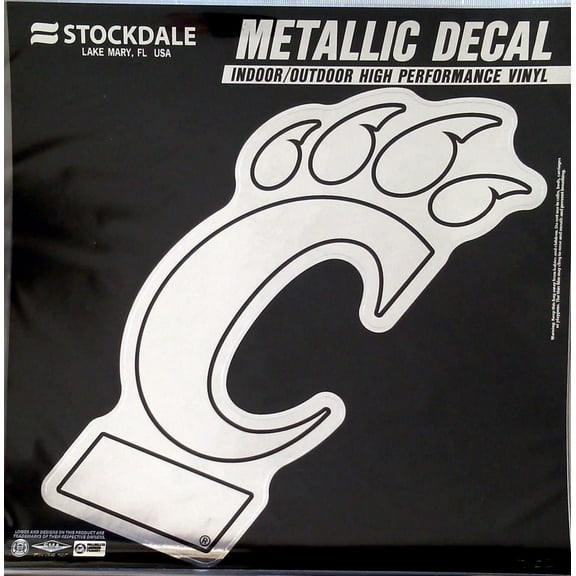 University of Cincinnati Bearcats 6 Inch Decal Sticker, Metallic Chrome Shimmer Design, Vinyl Die Cut, Auto Home