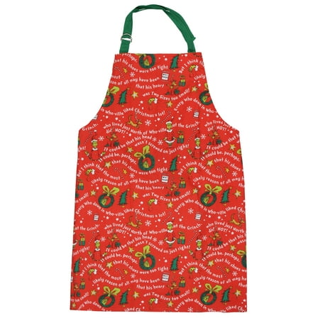 Dr Seuss's How The GRINCH Stole Christmas Storybook Icons Adult Kitchen Apron w/Adjustable Neck Strap For Baking Cooking