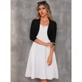 thumbnail image 3 of Casuashion Women's 3/4 Sleeve Cropped Cardigan Open Front Bolero Shrugs for Dresses Crochet Sweaters, 3 of 5