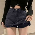 thumbnail image 5 of RUTAYY Women Denim Skirt Short A-Line High Waist Stretch Casual Skirt For Daily Vacation Party Club Solid Color Flowy Swing Pleated Beach Skirts, 5 of 6