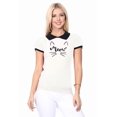 thumbnail image 2 of YEMAK Women's Meow Cat Contrast Collar Short Sleeve Pullover Sweater MK3591MEOW-IVORY/BLACK-M, 2 of 7