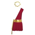 thumbnail image 4 of Linjinx Men's 2Pcs Festival Ancient Greek God Toga Outfit and Headwear Set for Toga Party Burgundy L, 4 of 6