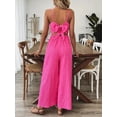 thumbnail image 3 of Zukuco Women's Elegant Sleeveless Jumpsuit - V-Neck Wide Leg Romper with Back Bow, Summer Casual Beachwear Vacation Outfit, S, 3 of 8
