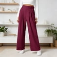 thumbnail image 2 of JIAYUE Women's Pants Ankle-Length High Waist Wide Leg Trousers Stretch Comfortable Elastic Waist Flowy Business Palazzo Casual Bottoms For Women, 2 of 5