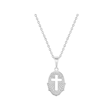 Little Cross - 925 Sterling Silver Little Medal Cross Pendant Necklace Newborn Baby Infants 16