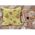 thumbnail image 2 of Rose Fluffy Throw Pillow Cushion Cover, Old Fashioned Pattern Feminine Romantic Bouquets Corsage on Dotted Backdrop, Decorative Square Accent Pillow Case, 18" x 18", Yellow Coral Green, by Ambesonne, 2 of 5