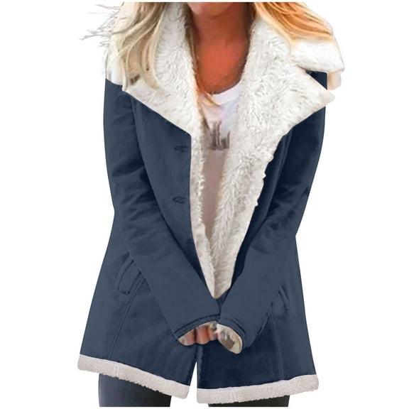 Clearance Sales Inleife Womens Jackets Women's Loose Long Sleeved Button Pocket Solid Color Top Jacket