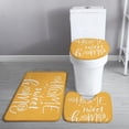 thumbnail image 4 of 3 Piece Home Sweet Home Bath Rug Sets Orange Yellow White Saying Quotes Housewarming Bath Mat Soft Non Slip Water Absorbent U-Shaped Contour Toilet Mat, Toilet Lid Cover, 4 of 6