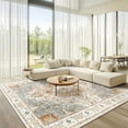 thumbnail image 6 of Buganda 5'x7' Area Rugs for Living Room, Vintage Distress Print Pattern Carpet, Non-Slip Rugs for Bedroom Dining Room, Beige, 6 of 7