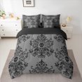 thumbnail image 2 of jejeloiu Damask Victorian Flower 7-Piece Twin Bedding Sets,Halloween Skleleton Bedding Comforter Set,Gray Black Sheet Sets For Men Women,Lightweight Room Decorative Reversible, 2 of 8