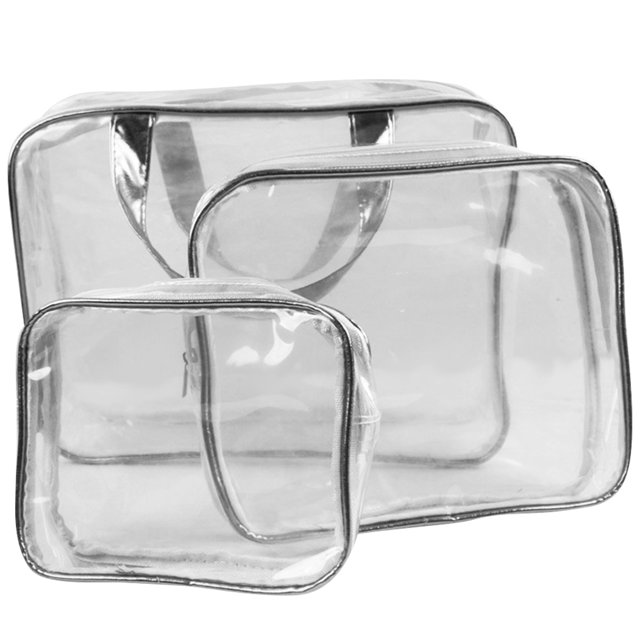 3PCS Cosmetic Bag Set See through Portable Makeup Bag Toiletry Pouch for Travel