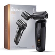 MANSCAPED® The Chairman™ Pro Men's Electric Foil Shaver for Face, Two Interchangeable SkinSafe® Blades, 4-Blade Stubble Trimmer, Travel Lock, Black
