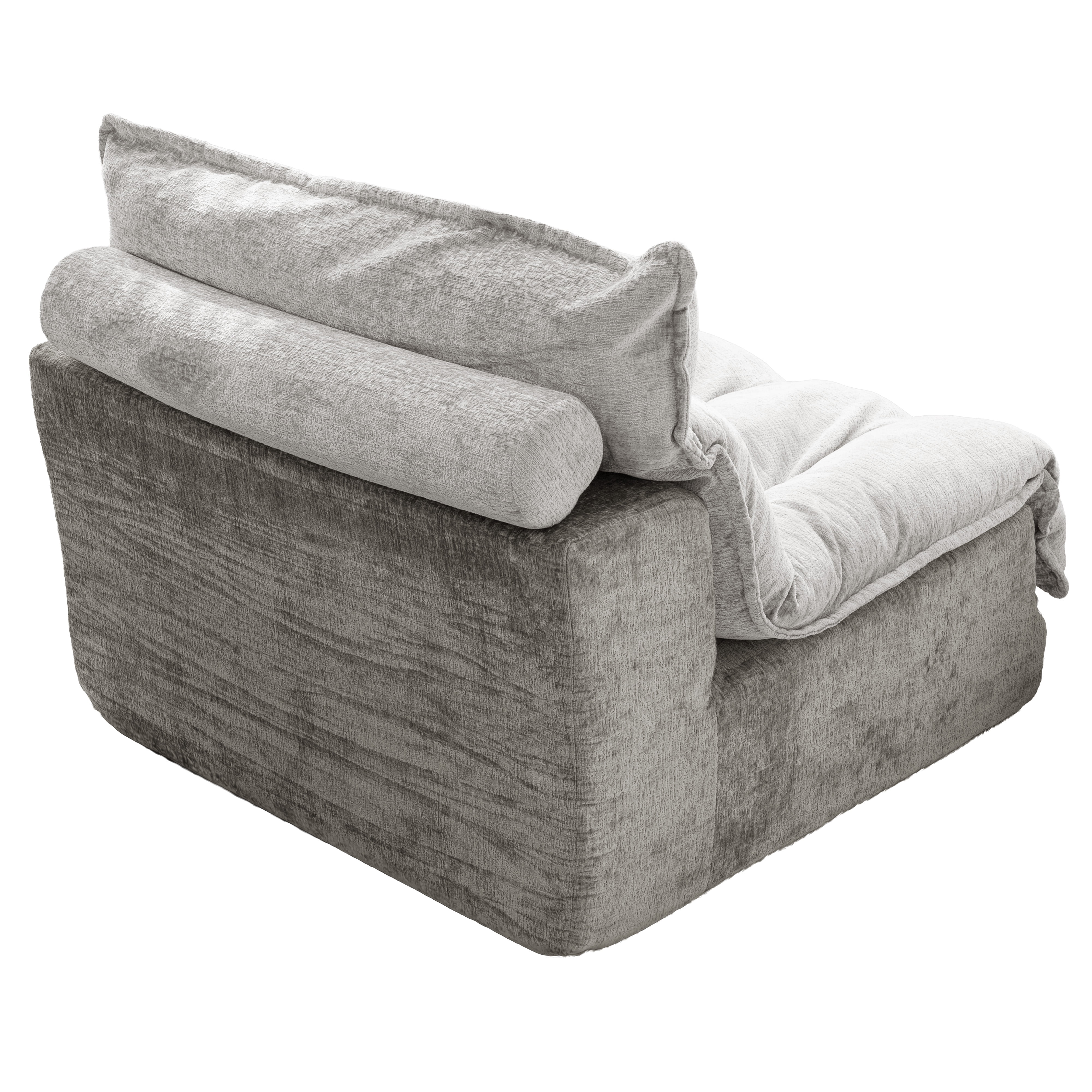 Leumius Single Cloud Sofa,Boneless Sofa Chair with Upholstered Seat Cushion,Modern Chenille Chaise Longue Chair for Living Room,Gray