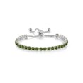 thumbnail image 3 of 18k White Gold 7 Ct Emerald Round Adjustable Tennis Bracelet & Earrings Set Plated by Paris Jewelry, 3 of 6