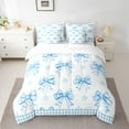 thumbnail image 2 of Castle Fairy Cute Bow-Tie 7-Piece Bedding Comforter Set for Children Girls,Stars Print King Bedding Sets,Geometric Grid Plaid Ultra Soft Bed Sheets,Lightweight Room Decor, 2 of 8