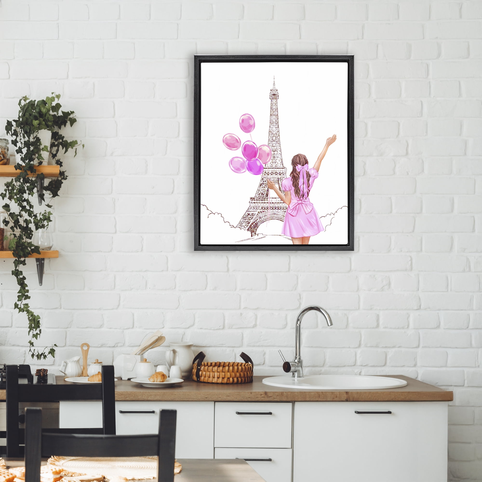 Stupell Industries Chic Paris Celebration Black Framed Floater Canvas Wall Art, design by Ziwei Li