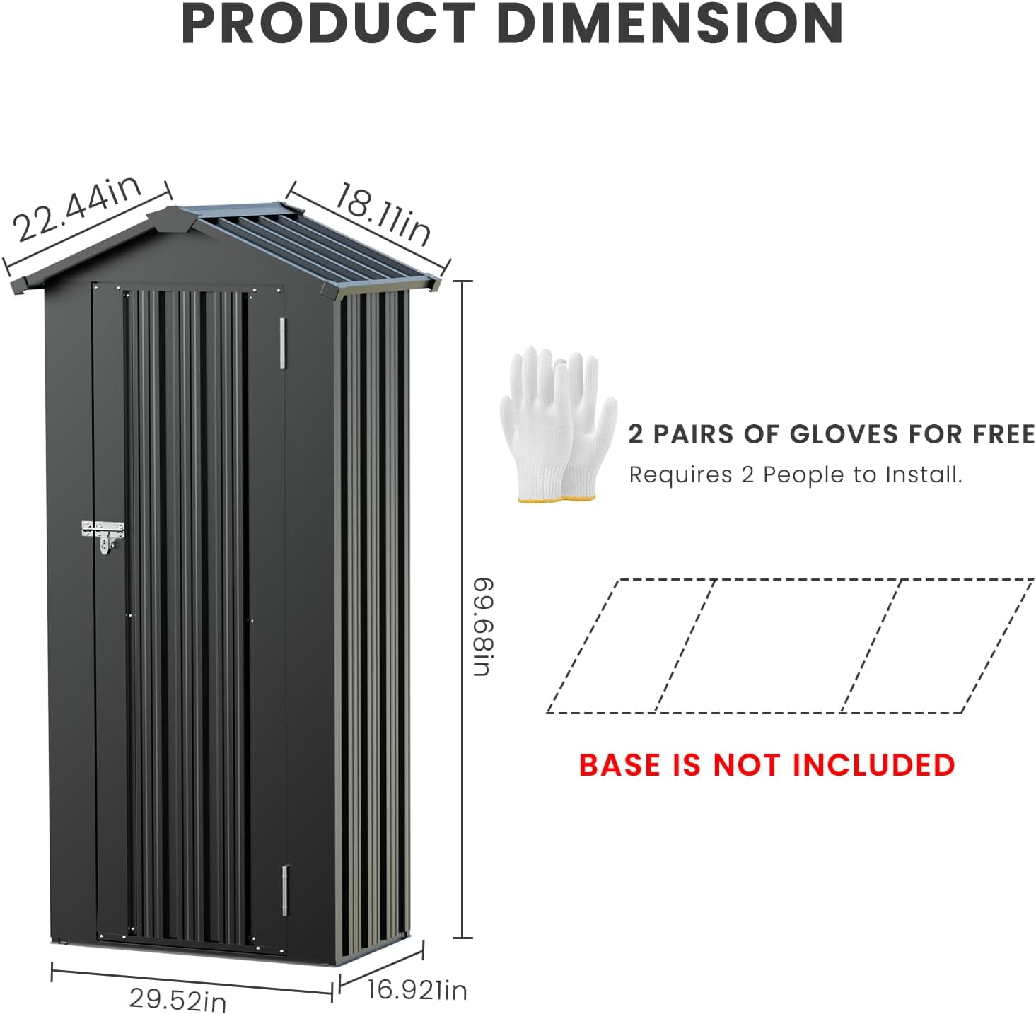 Small Shed Outdoor Storage 2.5X1.4 FT Galvanized Metal Garden Shed Waterproof with Lockable Door for Narrow Backyard, Patio, Garden