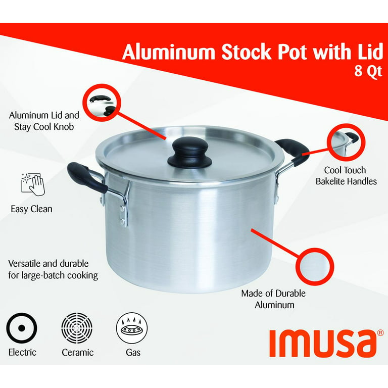 Imusa 8Qt Aluminum Stock Pot with Lid