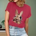 thumbnail image 2 of Women's Easter Bunny Casual Fashion Holiday Spirit T-Shirt Top Short Sleeve Watermelon Red XL, 2 of 5