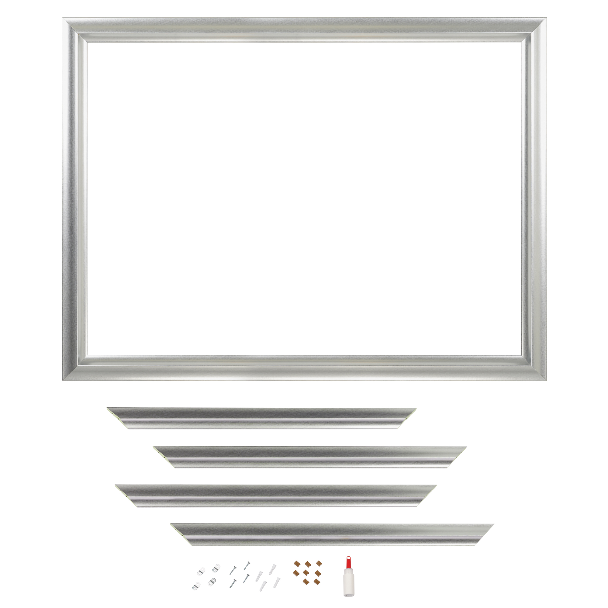 Zenna Home Decorative Mirror Framing Kit, with Beveled Edges, 48 x 36 in., Silver
