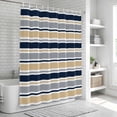 thumbnail image 6 of Khaki Grey Striped Shower Curtain, Waterproof Shower Curtains for Bathroom, Navy Blue Farmhouse Stripes Abstract Art Washable Fabric Bathtub Curtain Set Bath Decor with 12 Hooks Extra Long 72"x96", 6 of 8