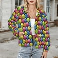 thumbnail image 3 of Jackets for Women Winter Coat Jackets Flannel Stand Collar Jacket(Multi Colored Pickleballs,Size:S-4XL), 3 of 7