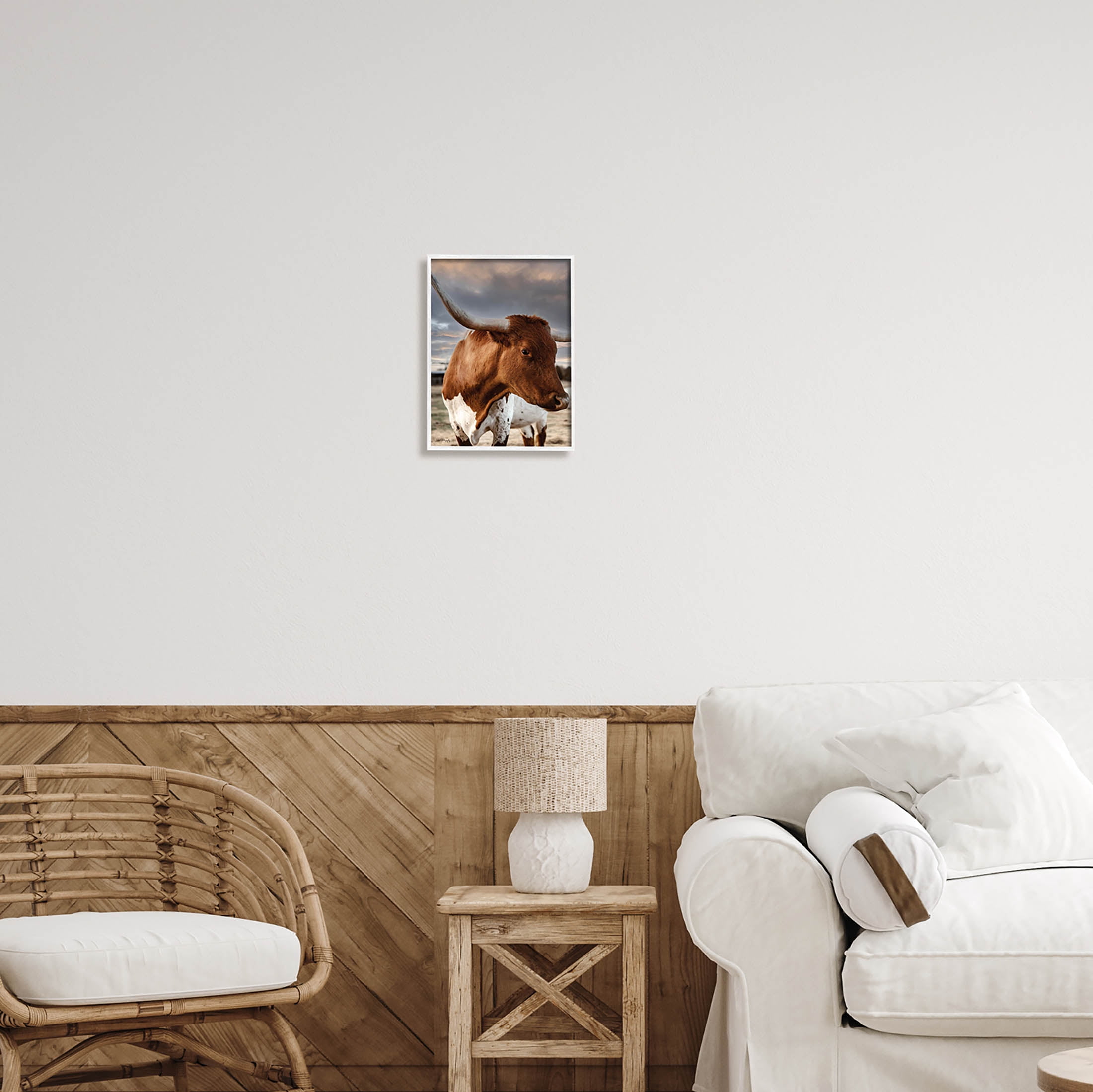 Stupell Industries Rural Farm Cattle Cloudy Ranch Sky Photograph White Framed Art Print Wall Art, Design by Dakota Diener